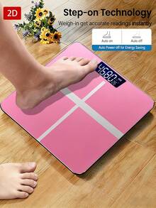 Smart Pink Digital Body Weight Scale, Ultra-Thin Tempered Glass Bathroom Scale With Clear LED Display, Non-Slip Feet, Temperature Detection, High-Precision Sensor, Max Capacity 180kg/400lb, Accurate Home Fitness Scale, Tempered Glass Surface, Temperature Detection - A - View 11
