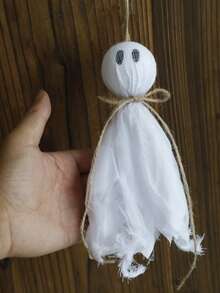 1pc Mesh Ghost Twine Hanging Ornament Garland, Gothic Halloween Window Mantel Decor, Farmhouse Fall Thanksgiving Tiered Tray Banner, Dark Aesthetic Autumn Holiday Porch Wall Tabletop Hanging Accessory Indoor Horror Theme Party Home Decoration - Multicolor B - View 3