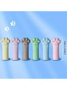 12 PCS Random Colors Cute Cat Paw Erasers, Pencil Caps With Holder, Durable PP Material, Suitable For School - Compatible With Pen, First Day Of School - Multicolor - View 5