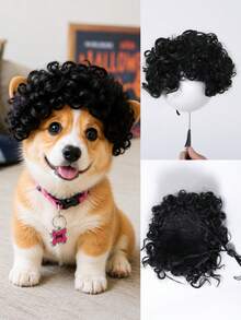 6 Inch Pale Blonde Tight Curly Pet Wig Soft Synthetic Fiber Adjustable Ribbon Dog Costume Wig Halloween Party Cosplay Accessory For Small Medium Puppy - Multicolor - View 11