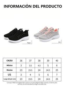 Zapatos Transpirables De Malla De Punto Ligero, Zapatillas Deportivas De Mujer Transpirables Zapatillas deportivas casuales para mujer malla transpirable ligeras suela gruesa alta cómodas - Negro - Ver 5