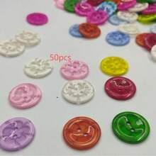 50/100pcs Mixed Color Flower Buttons Translucent Resin Round Buttons DIY Decorative Buttons Handmade Craft Supplies Clothing Sewing Knitting Accessories (Size: 1.35cm) - A - View 12