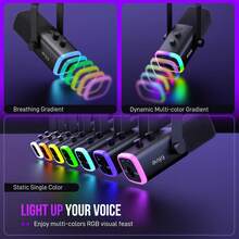 Kit Mikrofon Gaming FIFINE, Set Mikrofon XLR/USB untuk PC/Mixer, Mikrofon Dinamis dengan Stand Lengan Boom dan Kontroler RGB, Tombol Mute, Tombol Gain, untuk Rekaman Podcast, Vokal-AmpliGame AM8T - View 4
