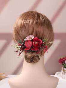 1pc Bohemian Style Thai Headpiece Songkran Festival Carnival Beach Holiday Side Hair Comb - Red - View 4