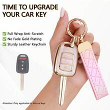 Car Key TPU Soft Shell Case + New PU Leather Keychain 2pcs Set, Anti-Drop Wear-Resistant Portable Design, 360° Signal Protection, Anti-Fingerprint Coating Long-Lasting Like New, Protects Car Keys - 17Z - View 8
