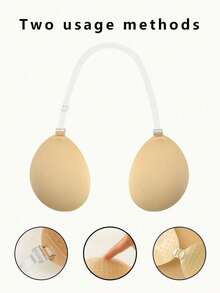 1Pc Halter Silicone Self Adhesive Push Up Sticky Bra With Detachable Straps, Anti-Slip Strong Lift Backless Invisible Bust Lifter For Wedding Gowns, Summer Beach, Pool Parties, Evening Dresses, Sports & Daily Loungewear - Multicolor - View 6