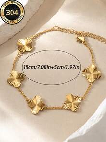 18k Gold Plated Women's Minimalist Versatile Tassel Flower Bracelet & Bangle Set, Durable Color Retention, Hypoallergenic Stainless Steel, Stackable, Suitable For Evening Parties, Street Style, Party Gatherings, Commuting, Vacation, Essential Accessory For Anniversary, Christmas, Holiday Gifts - Gold - View 10
