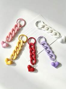 1 pieza Llavero de cadena acrílica de colores, también adecuado para billetera, bolso y otros colgantes decorativos de bolsa, accesorio decorativo exquisito en forma de corazón - Multicolor - Ver 3