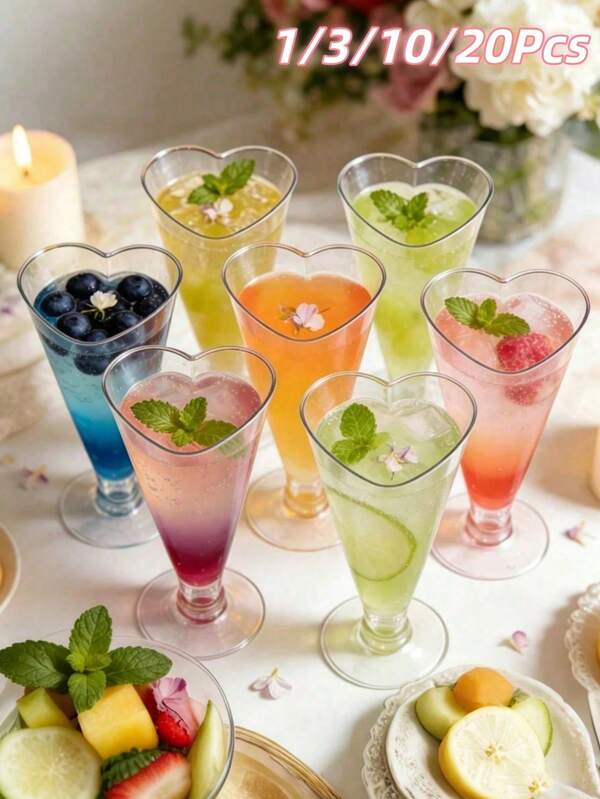 1/3/10/20 piezas Copas de Martini de Plástico Elegantes de 5oz, Adecuadas para Cócteles, Champán y Postres, Reutilizables, para Bodas, Día de San Valentín y Otras Fiestas