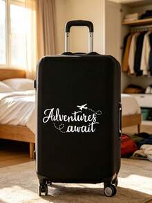 18-32 Inch Durable Universal Luggage Cover With "Adventure And Airplane" Pattern, Dust-Proof And Scratch-Resistant Suitcase Protector With Elastic Edges, Suitable For Flights, Honeymoon, Airport, Cruise, Business Travel, Unisex Travel Essential Accessory, Perfect Gift For Family, Friends, Mother, Teacher, Fits Most Rolling Luggage, Carry-On Bags, Suitcases, With Luggage Tag, Back To School Essential, Birthday Gift, Friend Gift - Multicolor - View 1