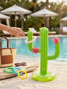 Juego Inflable Cactus Lanzamiento De Aros Alberca Y Playa - Multicolor - Ver 5