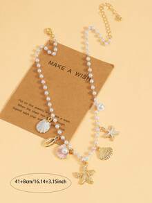 1pc Multi-Color Starfish Necklace, Beach Vacation Style Pendant, Versatile Elegant Necklace - Multicolor - View 5