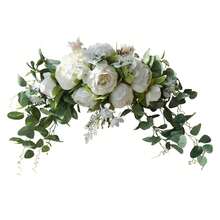 Grappe de fleurs artificielles avec feuilles d'eucalyptus vertes, guirlande d'arche florale factice, décoration de mariage, arrangement floral de table, convient pour la porte d'entrée, le mur de la maison, l'extérieur, la boutique, le style ferme, le fond de photographie, la décoration de fête, 4 couleurs rose blanc orange bleu, décor de vacances, clôture de jardin, célébration, cadeau - 1 pièce - Voir 10