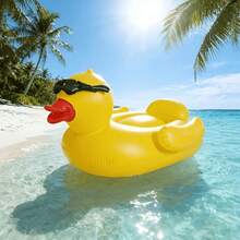 1pc Upgraded Fashion Glasses Duck Float, Thickened PVC Material Quick Inflation Adult Floating Mat, Rideable Waterproof Water Lounger, Beach Lake Vacation Floating Ride, Seaside Swimming Pool Water Play Essential - Multiple Styles - View 4