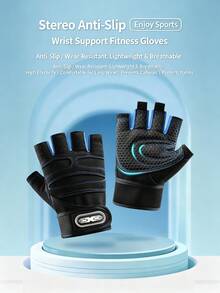 2pcs New Fitness Gloves, Unisex, Protective Anti-Slip Wrist Support, Half-Finger Breathable, Barbell Cycling Sports Equipment - Multicolor - View 7
