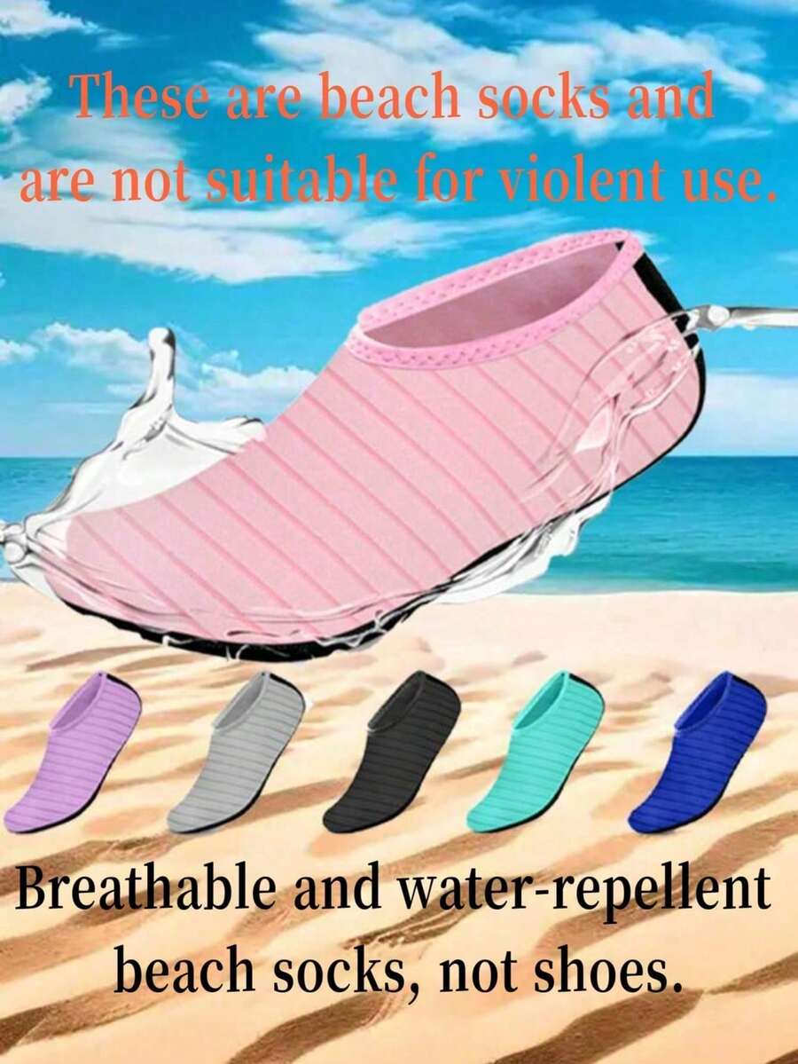 1 Pair Quick-Dry Water Shoes, Rubber Anti-Slip Sole Beach Shoes, Soft Bottom, Suitable For Snorkeling, Sports Beach Shoes, Swimming, Boating, Hiking. Yoga Shoes, Floor Shoes, Surfing Shoes - Breathable And Lightweight, Unisex Barefoot Quick-Dry Water Shoes. Beach Essentials, Beach Accessories, Pool Float - Multicolor - View 1