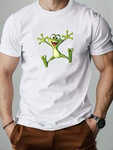 Men'S Frog Pattern Summer Casual Short-Sleeve T-Shirt - 黑色 - 查看 6