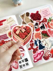 60pcs Retro Romance Stickers-Coquette Aesthetic-Perfect For Scrapbooks, Planners, Suitcases, Bullet Journals, Water Bottles, Phone Cases, Parties, And Gifts-Romantic Journaling Stickers School Supplies - 60pcs/pack - View 8