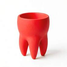ORIZZONTE Maceta con forma de diente, maceta decorativa moderna para suculentas y cactus, decoración minimalista para el hogar y la oficina – 100% fabricada en Italia, envío desde Italia - rojo - Ver 4