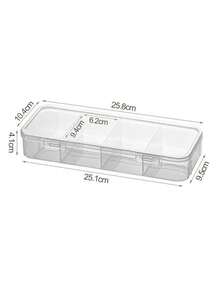 2/1pc 4-Compartment Transparent Storage Box, Dust-Proof Portable Desktop Organizer, Practical Divided Design, Suitable For Storing Jewelry, Hair Clips, Hair Sticks, Rubber Bands And Small Accessories - Multicolor - View 8
