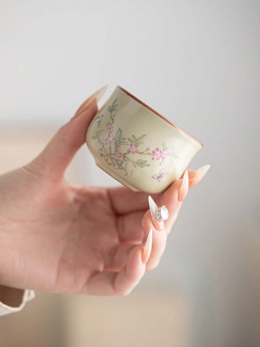 1/2/4/6pcs Ceramic Tea Cups, Vintage Home & Guest Tea Cups, Kung Fu Tea Cups, Black Tea Cups, Water Cups, Espresso Cups, Gift Cups, Suitable For Daily Use, Gatherings, Parties - Multicolor - View 1