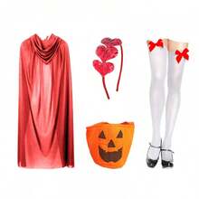 Little Red Riding Hood Costume Dress, Halloween Outfit, Fairy Tale Story Character Cosplay Z8OA - Multicolor - View 8