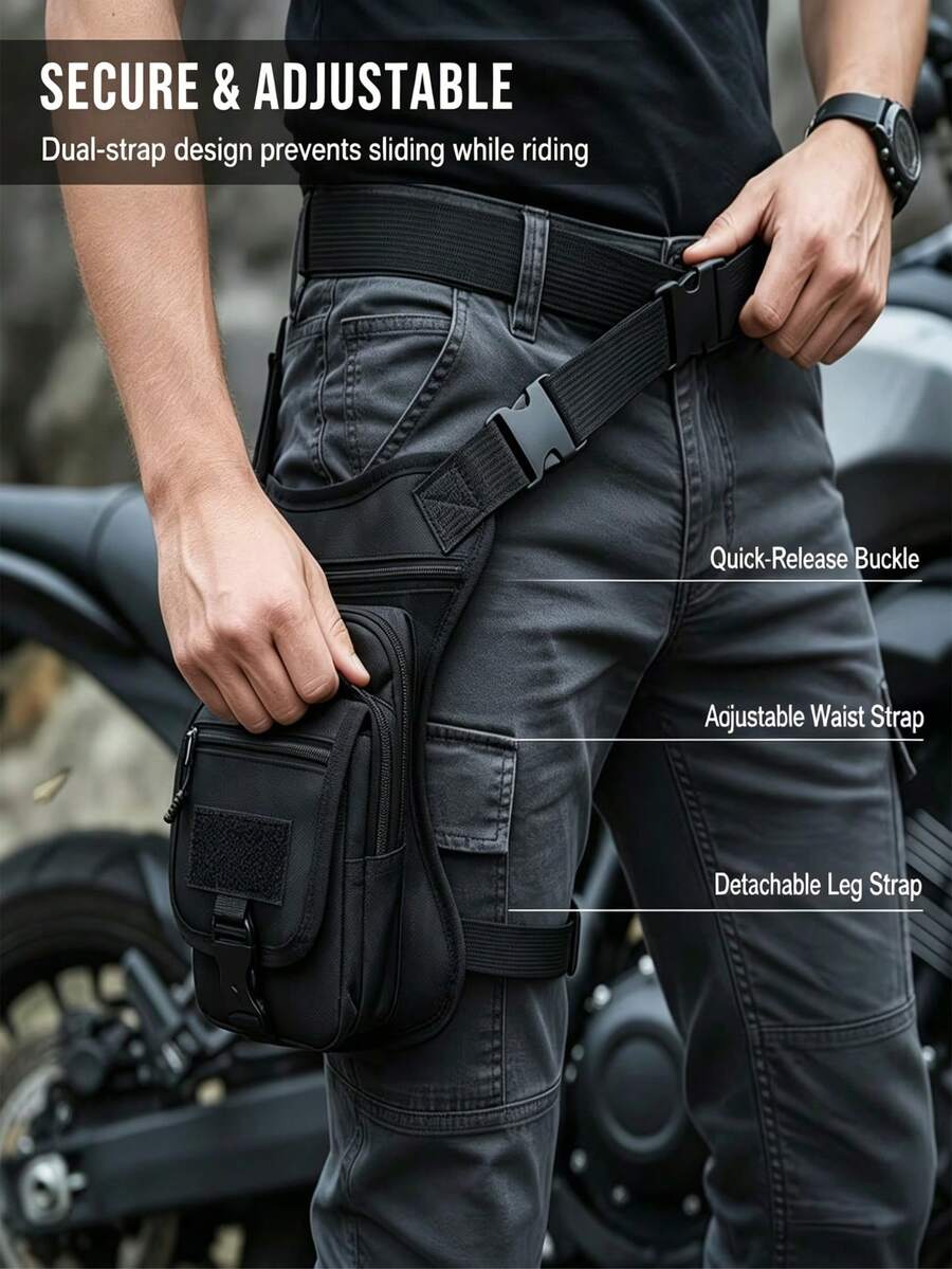 Motorcycle Riding Leg Bag/Body Bag, Multi-Functional Storage For Mobile Phone And Personal Items, Lightweight Design, Zipper Closure, Adjustable Shoulder Strap. - Multicolor - View 1