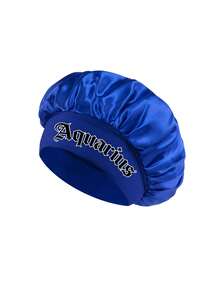 1pc Satin Sleep Cap, Lightweight Hair Protection Bonnet, 12 Zodiac Print Large Size Sleep Cap, Loose Elastic Band, Suitable For Curly Hair Sleep Wear - Multicolor - View 11