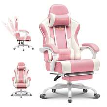EXRACING Gaming Chair - Ergonomic Gaming Chair With Footrest, Headrest And Lumbar Support, Height Adjustable, Padded, 180 Kg - 粉色 - 查看 2
