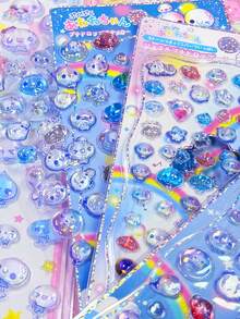 Cartoon Water Drop Crystal Art & Craft 3D/DIY Stickers, Exquisite Liquid Crystal 3D Self-Adhesive Reusable DIY Decorative Stickers, Interactive Stickers For Kids, Daily Decoration Stickers, Party Decoration Stickers, Children's Sticker Game, Candy Drop Stickers, Sticker Book Fun 3D Embossed Texture Stickers, Scrapbook Material, Embossed Stickers, Waterproof, Wear-Resistant, Reusable - Multicolor - View 5