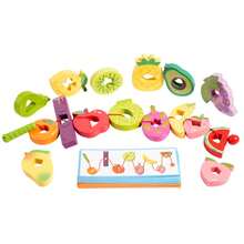 1 Set Wooden Fruit Lacing Toy, Multiple Fruit Shapes With Lacing Cards, Fine Motor Skills And Concentration Early Education Game For Babies - Multicolor - View 7