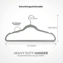 1pc Premium Flocked Hanger, Non-Slip Thin Flocked Felt Hanger, Sturdy Heavy Duty Coat & Suit Hanger, Closet Storage Organizer - Multicolor - View 2