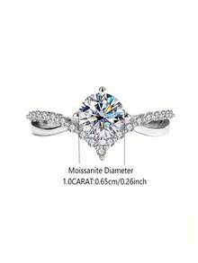 ConiiW 925 Sterling Silver 1-Carat Moissanite Ring, Classic Crown Design, Suitable For Men And Women, Perfect For Proposals, Engagements, Weddings, Parties, - Silver - View 12