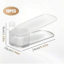 10 Pack Shoe Slots Organizer Adjustable Level Shoe Stacker Holder Storage Space Saving Sneakers Display Tray Rack For Closet (Transparent, 10 Pack) - 10pcs - View 2