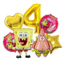 SpongeBob SquarePants 可愛方褲生日裝飾氣球套組 8件組，包含大型立式與角色鋁箔氣球，全 Mylar 氣球，適用海底主題生日派對桌面與背景裝飾 - 卡通氣球 - 查看 5