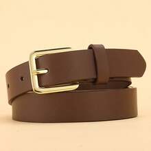 1pc Solid Color Casual PU(Polyurethane) Women's Belt, Square Buckle, Versatile For All Seasons, Business Commute, Matches With Trousers, Fine Leather Belt - Multicolor - View 10
