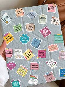 304Pcs Colorful Inspirational English Phrase Stickers Cute Cartoon Note Text Aesthetic Stickers For Laptops Luggage Water Bottles Fridges Skateboards Envelopes DIY Crafts Stickers - Multicolor - View 10