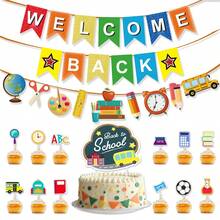 2pcs Banners For School Decorative Banner For Classroom And Office Decorations Simple Design For Reunions And Parties Welcome Banner Decorative Flags For Classroom Party Backdrop Lightweight Easy To Hang For First Day Of School Celebrations - Multicolor - View 1