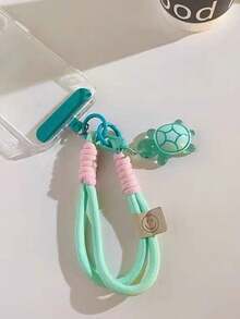 1件海龜吊飾手機掛繩 - 通用手工腕帶，適用於手機、相機、鑰匙 - 可愛海龜吊墜鑰匙圈配件 - 多色包裝附夾扣防丟 - 彩色 - 查看 2