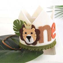 1st Birthday Decorations, 1st Birthday Crown - Lion 1st Birthday Hat, Jungle Wild Animal Zoo Wild One Boy Birthday Hat Decor, 1st Birthday Decorations - Multicolor - View 11