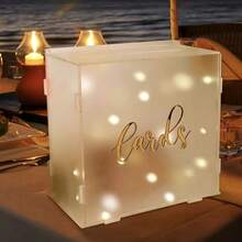 1pc Acrylic Wedding Card Box, Wedding Reception Gift Card Box, Suitable For Parties, Birthdays, Graduation Ceremonies, Bridal Showers, Wedding Decor And More. Card Box, Money Box, Wedding Reception, Anniversary, Birthday, Graduation Ceremony Decoration. Suitable For Large Gift Card Box For Wedding Reception, String Lights Not Included - A - View 5