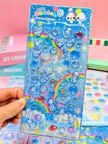 Cartoon Water Drop Crystal Art & Craft 3D/DIY Stickers, Exquisite Liquid Crystal 3D Self-Adhesive Reusable DIY Decorative Stickers, Interactive Stickers For Kids, Daily Decoration Stickers, Party Decoration Stickers, Children's Sticker Game, Candy Drop Stickers, Sticker Book Fun 3D Embossed Texture Stickers, Scrapbook Material, Embossed Stickers, Waterproof, Wear-Resistant, Reusable - Multicolor - View 6