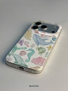 GIIPPA 1pc Diverse Ocean Pattern Design Phone 17 Pro Max Phone Case, Compatible With Phone 16 Pro Max, 15 Pro Max, 14 Pro Max, Korean-Style High-End Fashionable And Interesting Phone Case, Compatible With 11/12/13/14/15/16 Pro Max Plus, Elegant Design Suitable For Men And Women, Perfect Gift For Girlfriend On Christmas, Valentine's Day, Easter, Wedding Season And Birthday! - Multicolor 1 - View 4