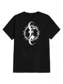 Retro Industrial Rock Tee, Loose Fit, Outdoor Live Music Outfitsaldos T Shirts For Women Summer TZ2H - Black - View 1