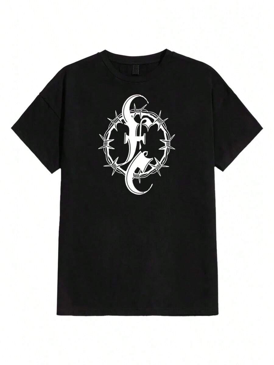 Retro Industrial Rock Tee, Loose Fit, Outdoor Live Music Outfitsaldos T Shirts For Women Summer TZ2H - Black - View 1