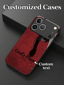 1 Stück anpassbare Handyhülle aus gehärtetem Glas mit individuellem Text, kräftigem rotem Hintergrund und ausdrucksstarkem Design, kompatibel mit iPhone 17 ProMax/17Air/15/16Pro/14 Plus/13 Pro/12 Pro Max/11/Xs Max/8/7/6 Plus/S24 Ultra/S25 Ultra/A12/NOTE13/14/K40/11, hochwertig, modisch, Business-Stil, personalisiert, perfektes Geschenk für Familie, Kollegen und Freunde - Schwarz - Übersicht 4