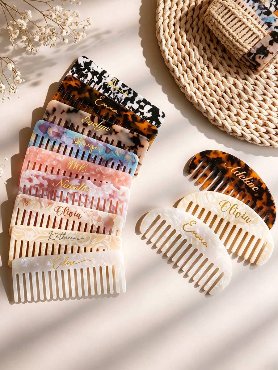 Bridesmaid Hair Comb Personalized, Engraved Acetate Hair Comb, Wedding Gift For Her - Multicolor - View 1