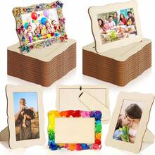 DIY Wooden Photo Frame, Suitable For 4 X 6 Inch Photos; Handmade Wooden Photo Frame, Unpainted Solid Wood Photo Frame, Back To Sc, First Day Of School - Multicolor - View 8