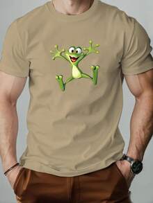 Men'S Frog Pattern Summer Casual Short-Sleeve T-Shirt - 黑色 - 查看 10