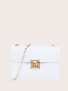 1pc Girls' Popular Classic Chain Crossbody Bag, Fashionable Small Square Shoulder Bag, Suitable For Shopping, Commuting, Ideal Gift Choice - White - View 2